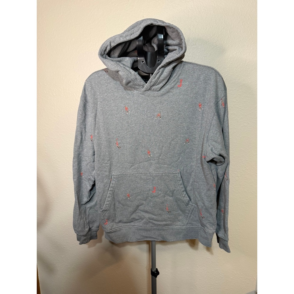 Jordan Brand All Over Embroidered Jumpman Flight Hoodie Gray Mens Medium